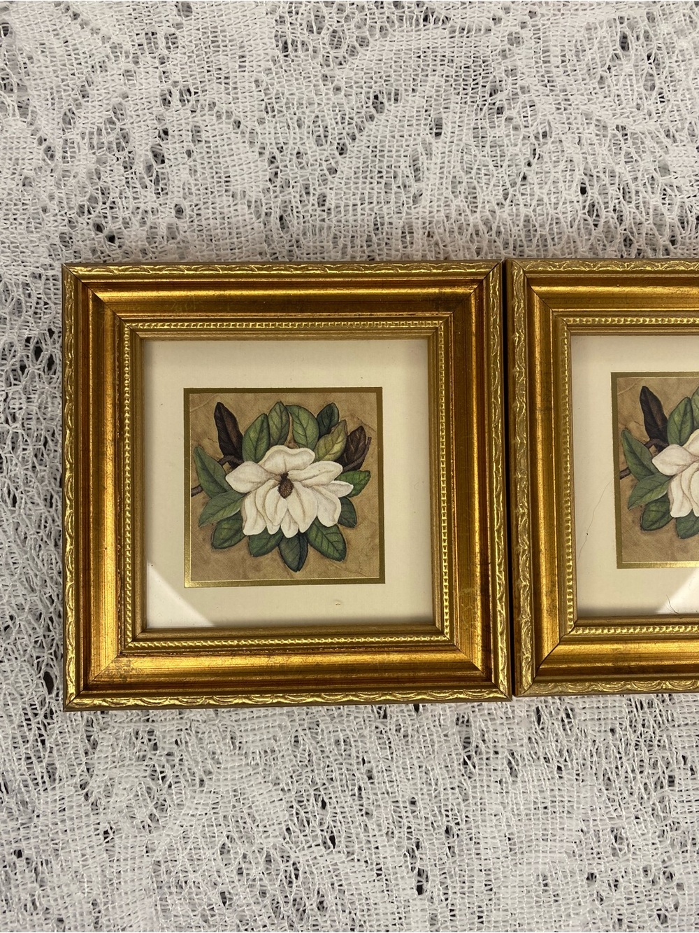 Gold Framed White Magnolia Botanical Wall Art - Unbranded (Set of 2) - Picture 2 of 3